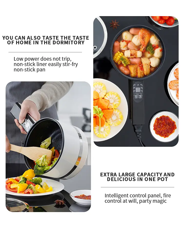 1 5l pot mouth diameter 7 09inch non stick paint 304 stainless steel steamer electric cooking pan mini low power electric frying pan for student dormitory household non stick electric frying pan hot pot details 8