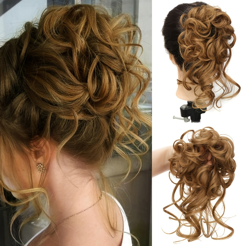 

Synthetic Curly Donut Chignon With Elastic Band Scrunchies Messy Hair Bun Updo Hairpieces Extensions For Women