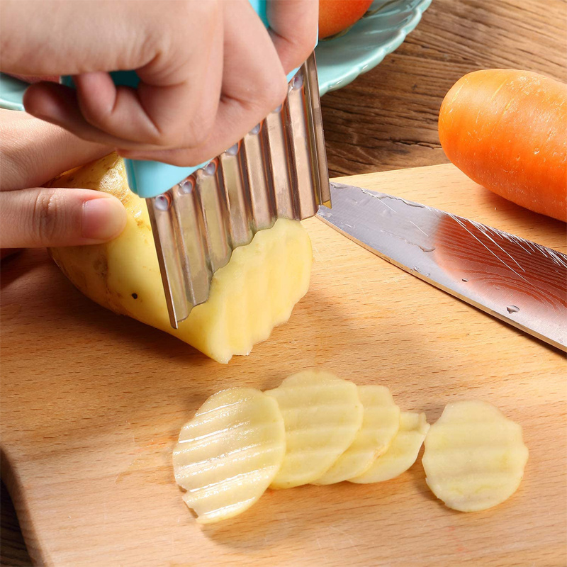 Stainless Steel Potato And Vegetable Crinkle Cutter - Effortlessly Create  Wavy And Chip-sized Potatoes, Carrots, And More - Perfect For French Fries  And Salads - Kitchen Gadget And Tool - Temu