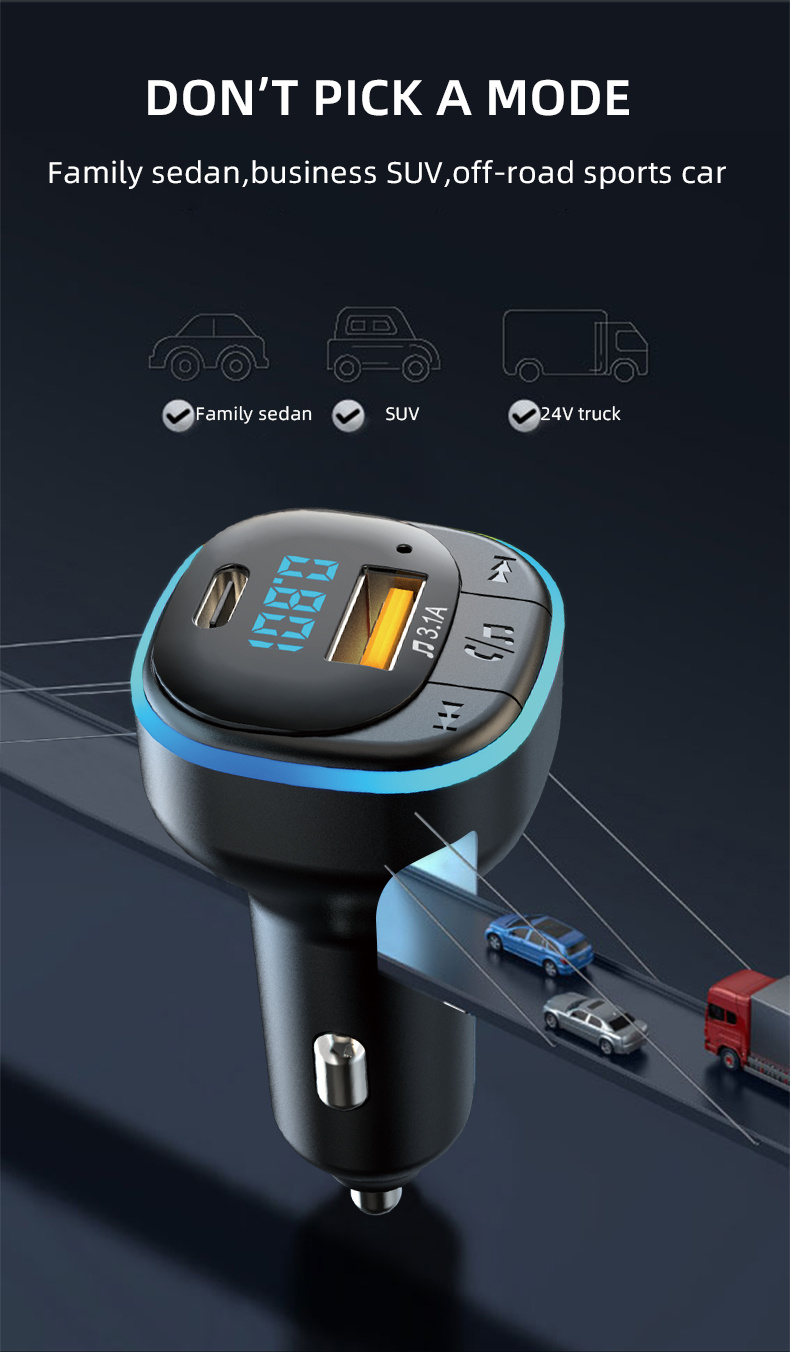 Car Mp3 Player Bluetooth Fm Transmitter Receiver Car Charger Car  ポータブルオーディオ