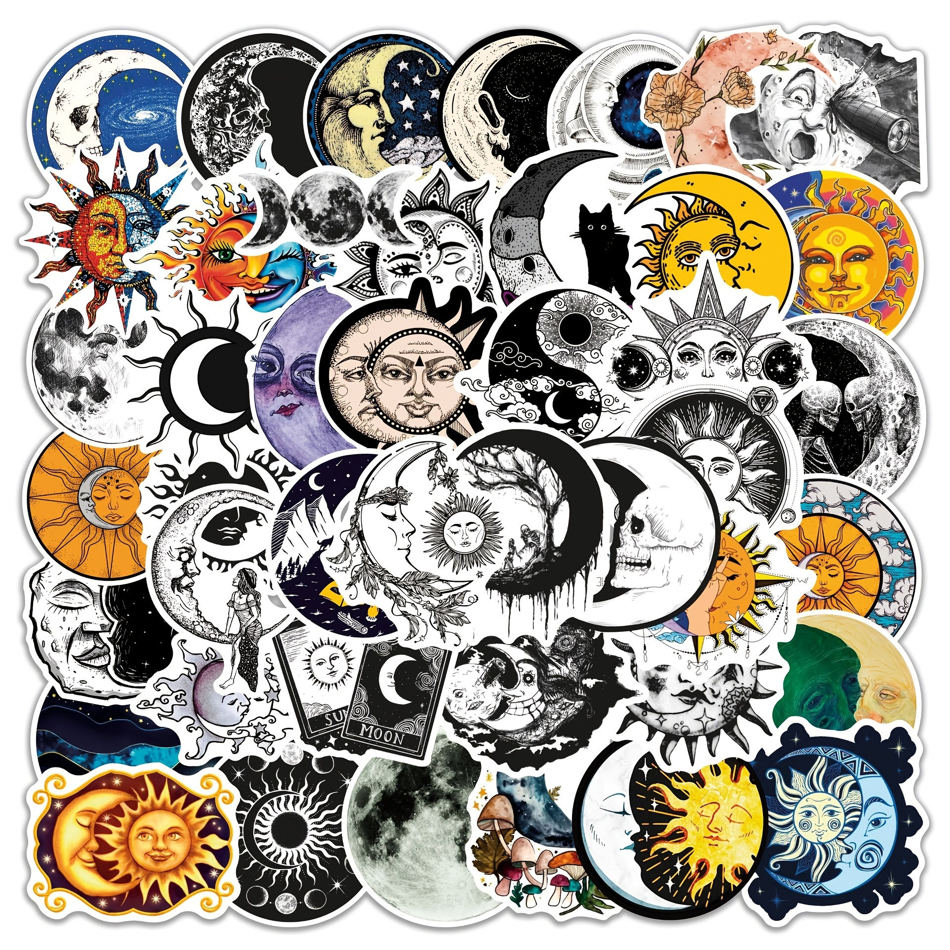 45 Gorgeous Sun and Moon Stickers Gothic Magical Moon Stickers Boho Sun  Stickers Great for Hydro Flask, Laptop, Phone 0158 
