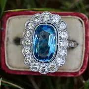 vintage style high end blue zircon womens ring silver plated ring personality hand jewelry details 1