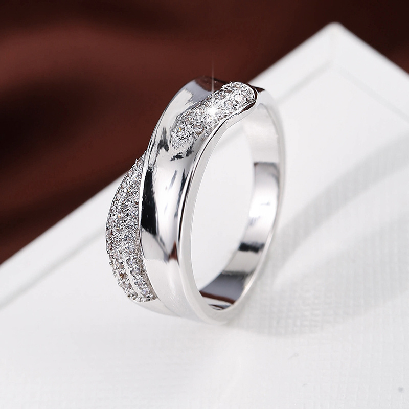 18K Plated Creative Cross Zirconia Ring For Women