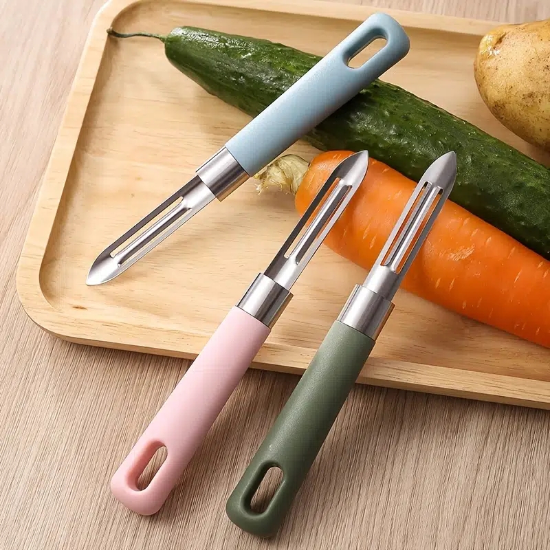 1pc kitchen vegetable peeler stainless steel rotating vegetable peeler with non slip handle and sharp blade details 0