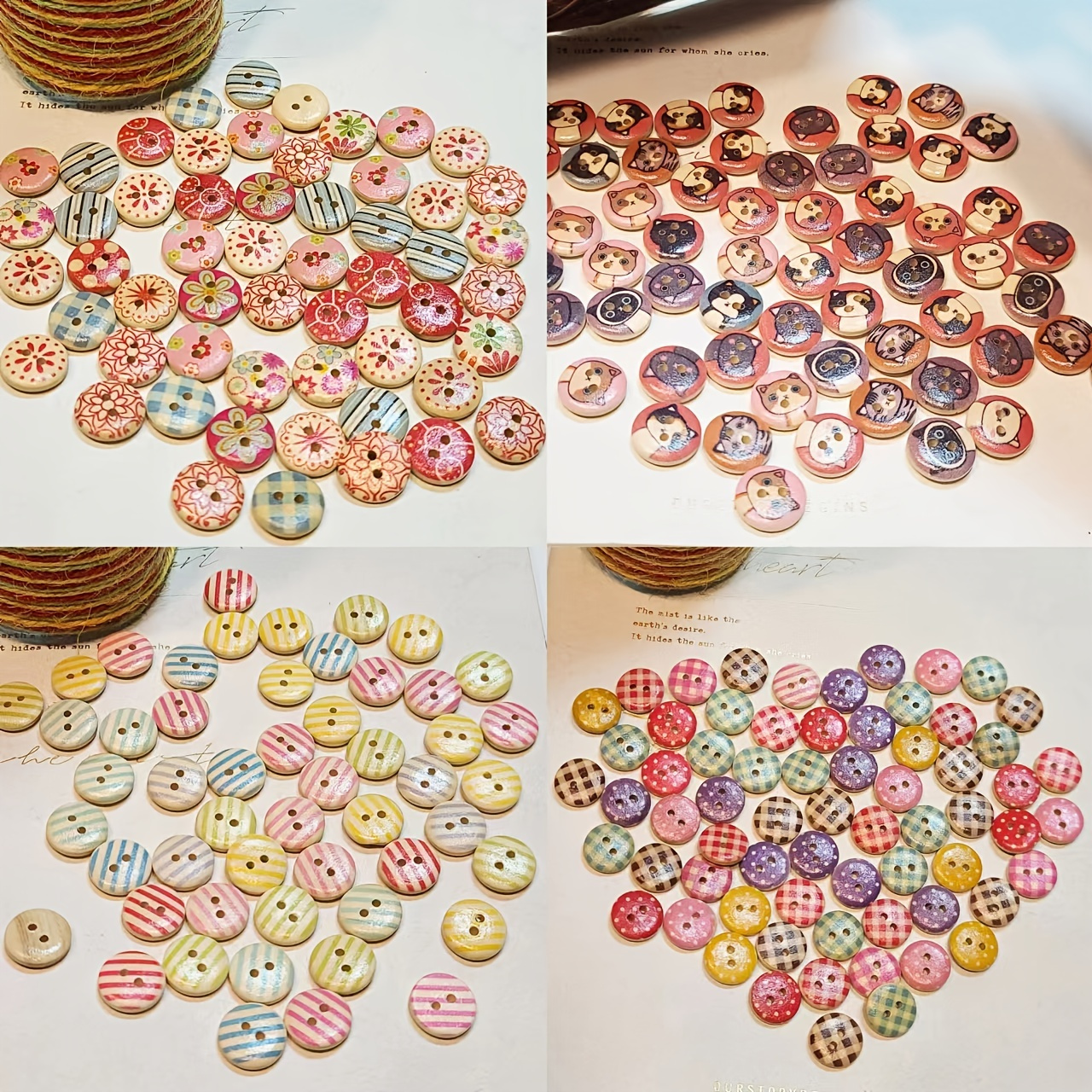 50pcs Double Eye Plastic Buttons, Colorful Small Buttons, DIY Crafts,  Button Painting, Sewing Accessories