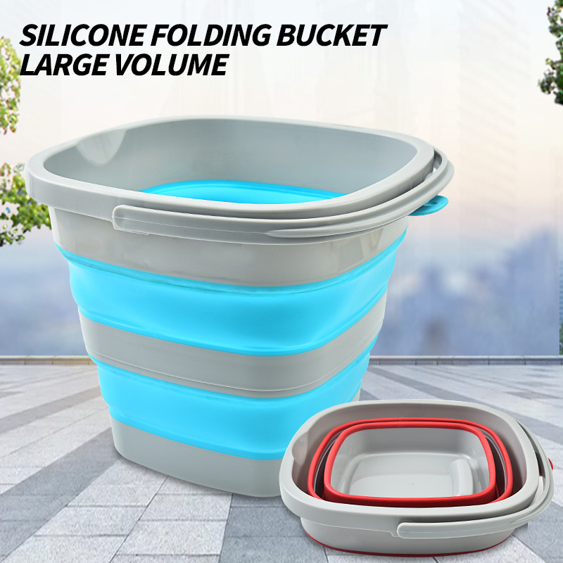 Loewten Portable Bucket,Foldable Bucket 13L Large Capacity Portable  Collapsible Water Container With Storage Bag Blue,Folding Water Container 