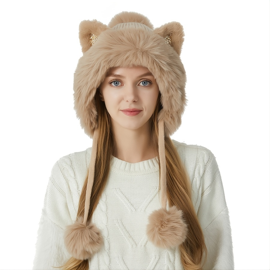 Handmade Cat Ears Pompom Knitted Beanie – kawaiienvy