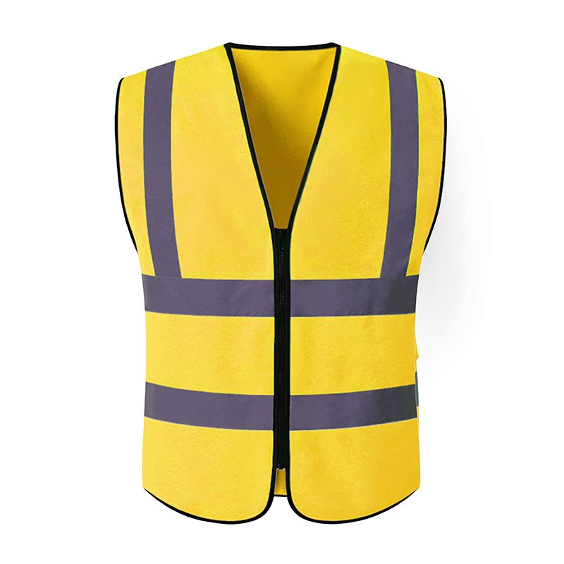 Chaleco de seguridad reflectante para hombre con 8 bolsillos y cremallera,  chaleco de trabajo de malla de seguridad de alta visibilidad, color negro