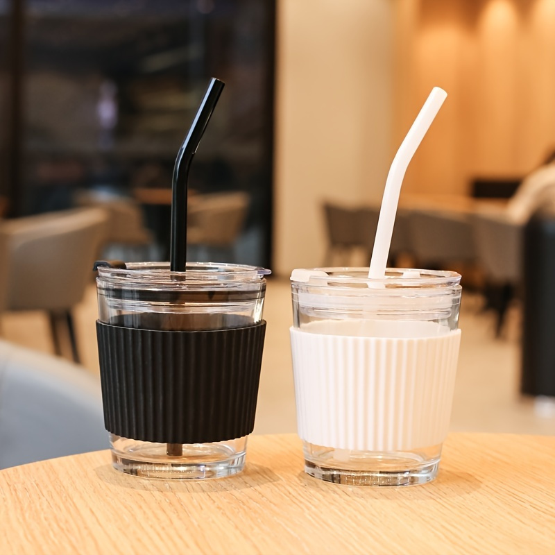 1pc, Heat Resistant Glass Tumbler with Dome Lid and Straw - 450ml/15.22oz -  Perfect for Summer and Winter Drinks - Cute and Stylish Travel Accessory