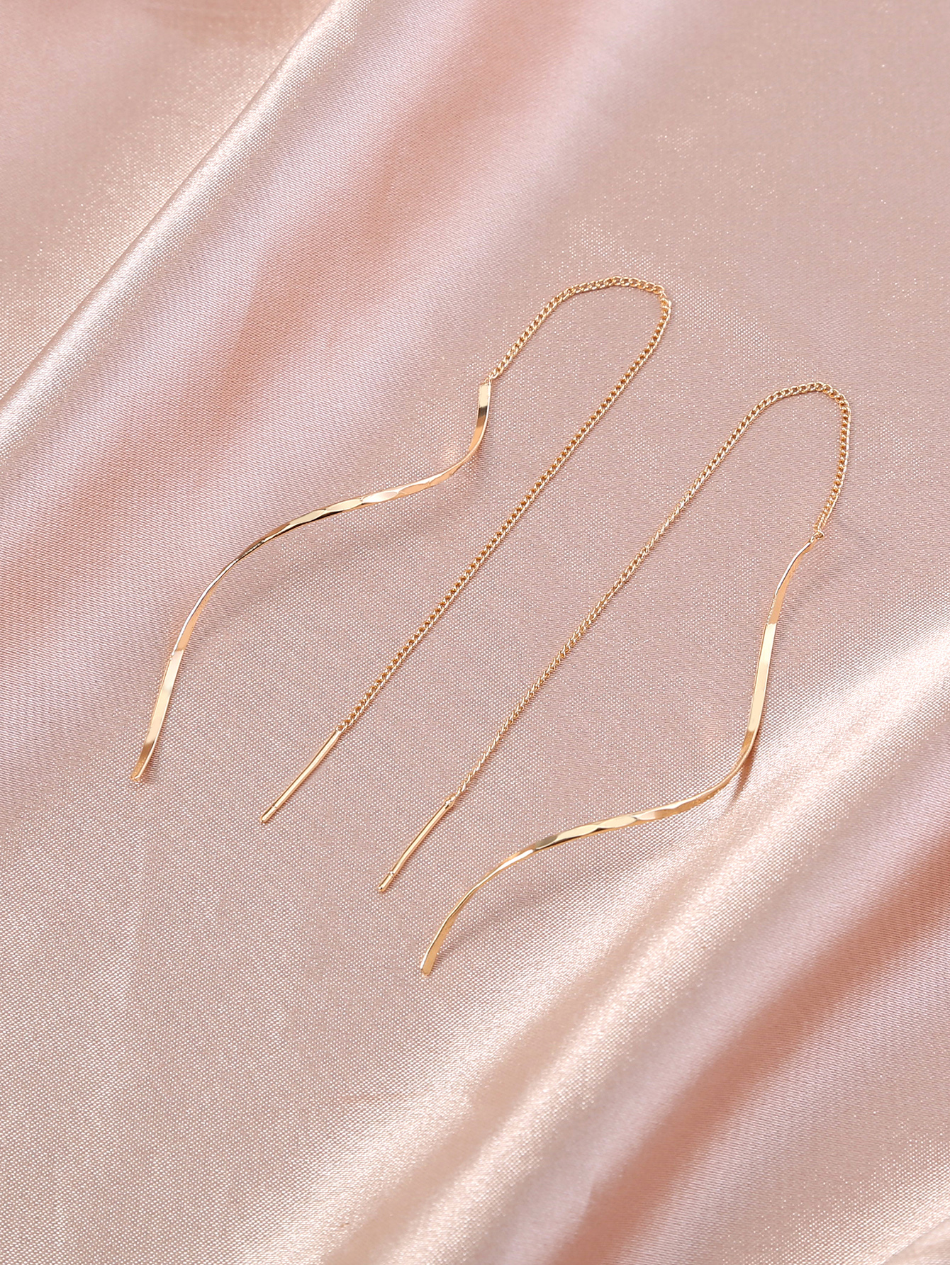 Long Tassel Threader Earrings Wave Shaped Simple Long Chain Temu