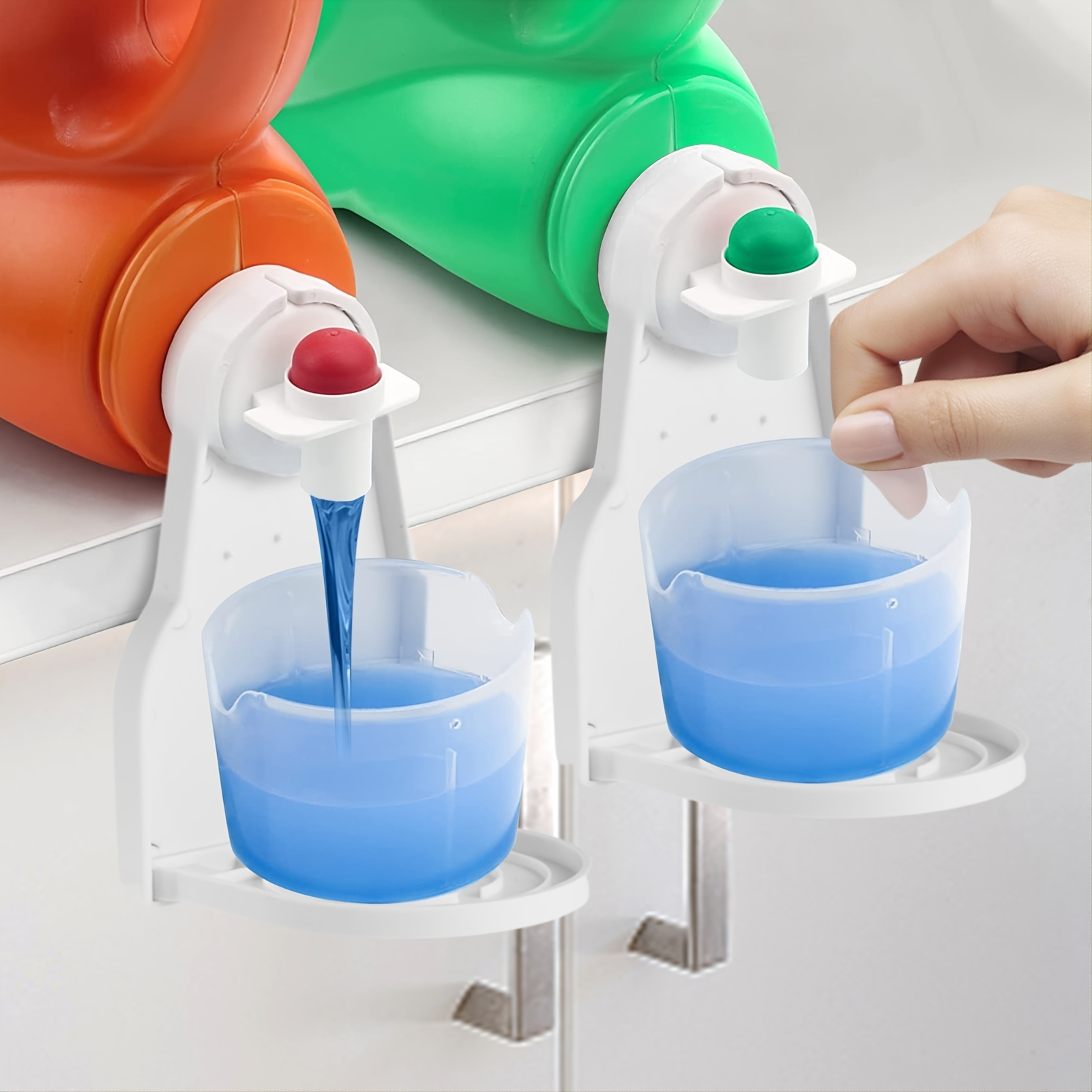 

1pc 5.9x3.5x3inch Laundry Detergent Cup Holder, block Spills And Drips, Foldable Laundry Fabric Softener Cup Holder Drip Tray Catcher