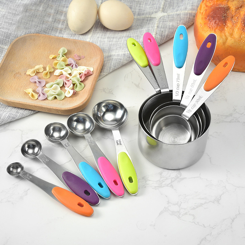 stainless steel measuring cup measuring spoon set stackable coffee measuring spoon cup set kitchen tools details 1