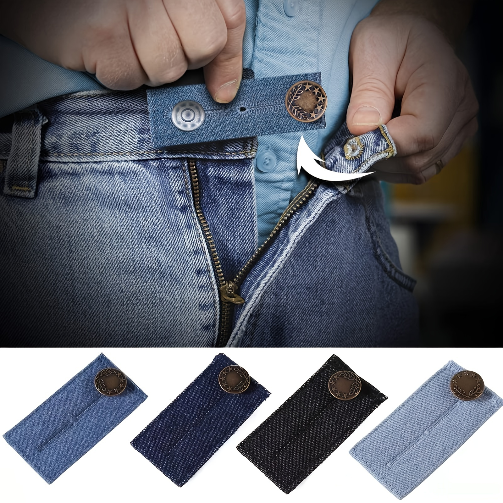 

1pc Belt Extender Pants Button Extender Denim Material High Quality Metal Buttons 2 Button Holes Jeans Button Extender Random Delivery, Ideal Choice For Gifts
