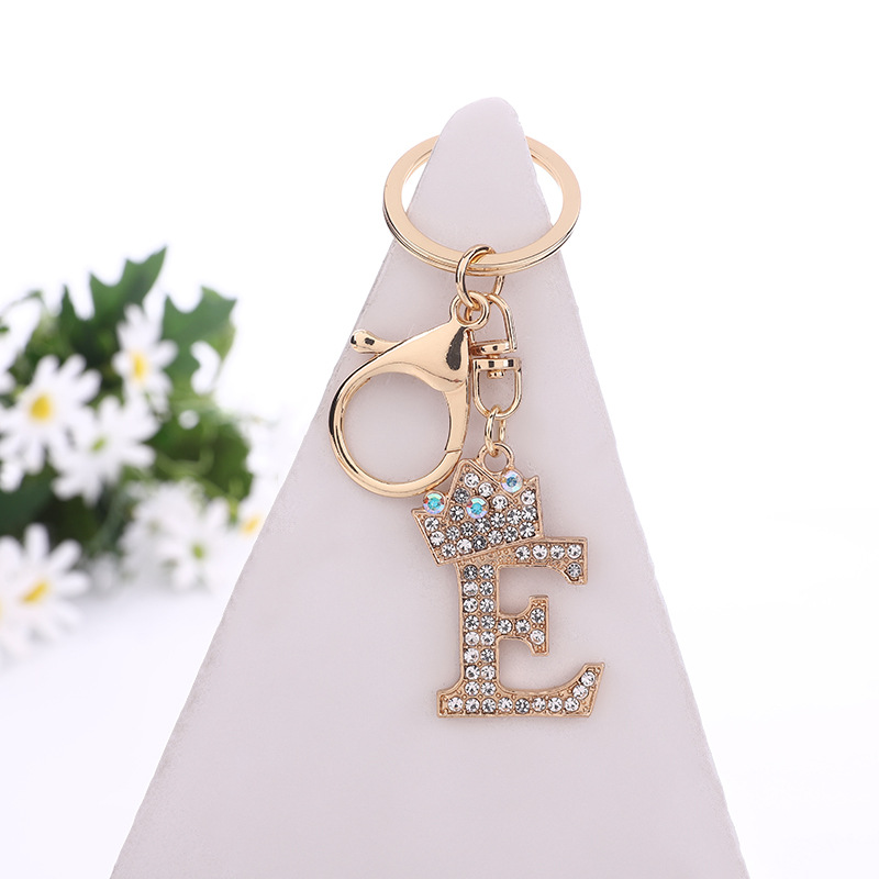 Keychain Letter A-Z with Crown Keyrings Design initials for Gifts Purse Handbags,Temu