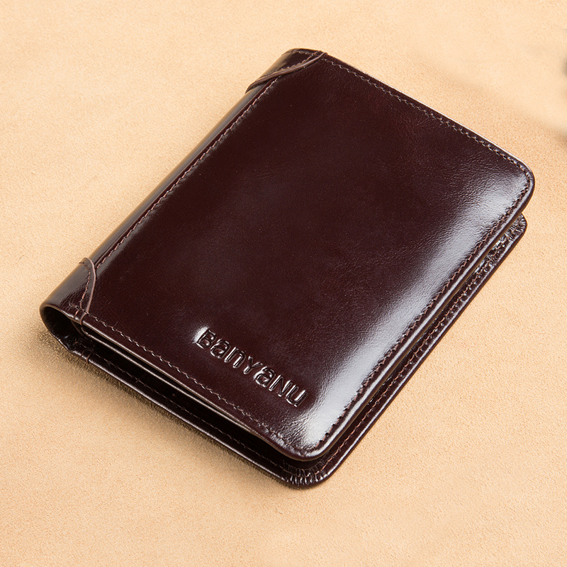 Brand Wallet Men Genuine Leather Bifold Long Wallets Ultra Slim