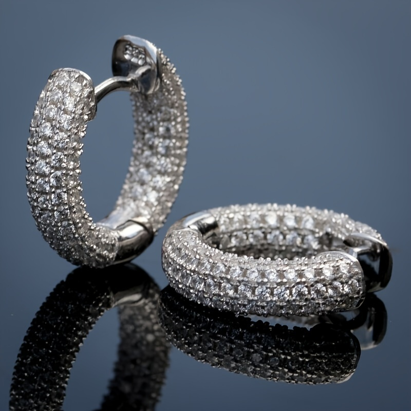 Micro Double Row Huggie Earrings In White Gold  The GLD Shop