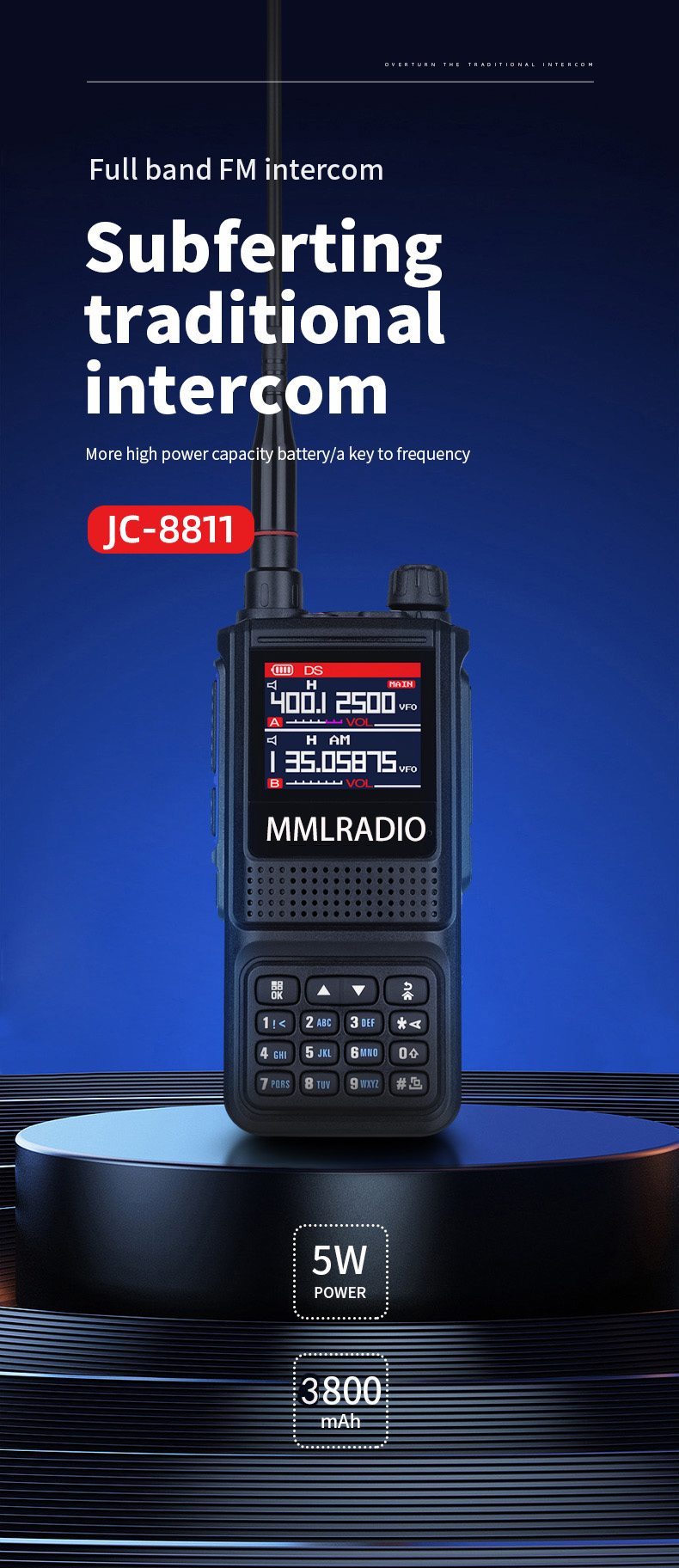 TEAM IPZ5 TECOM PR-8090 Walkie de chasse UHF sans clavier IP67