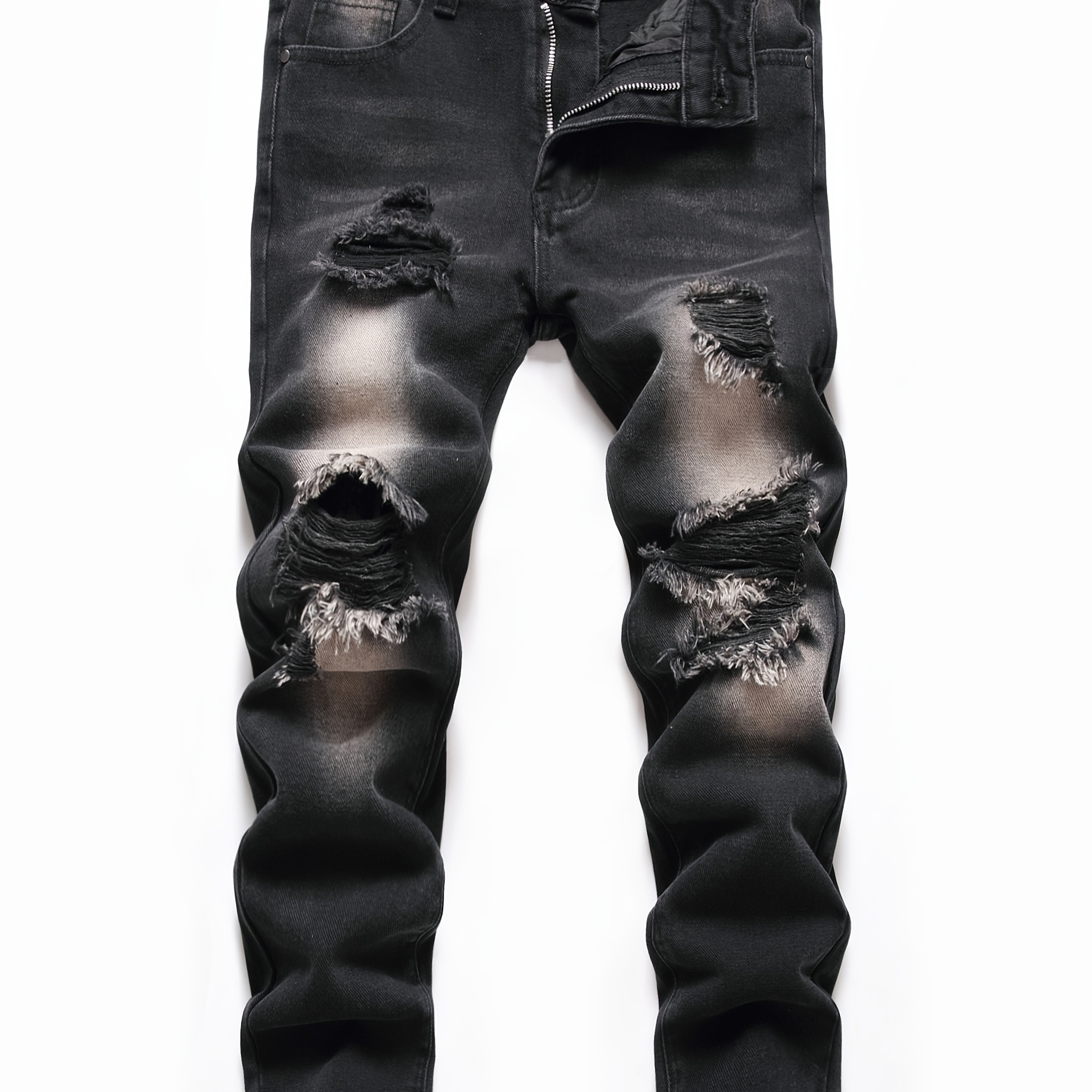 

Boys Black Ripped Distressed Stretch Jeans Skinny Slim Fit Washed Denim Pants Kids Clothes