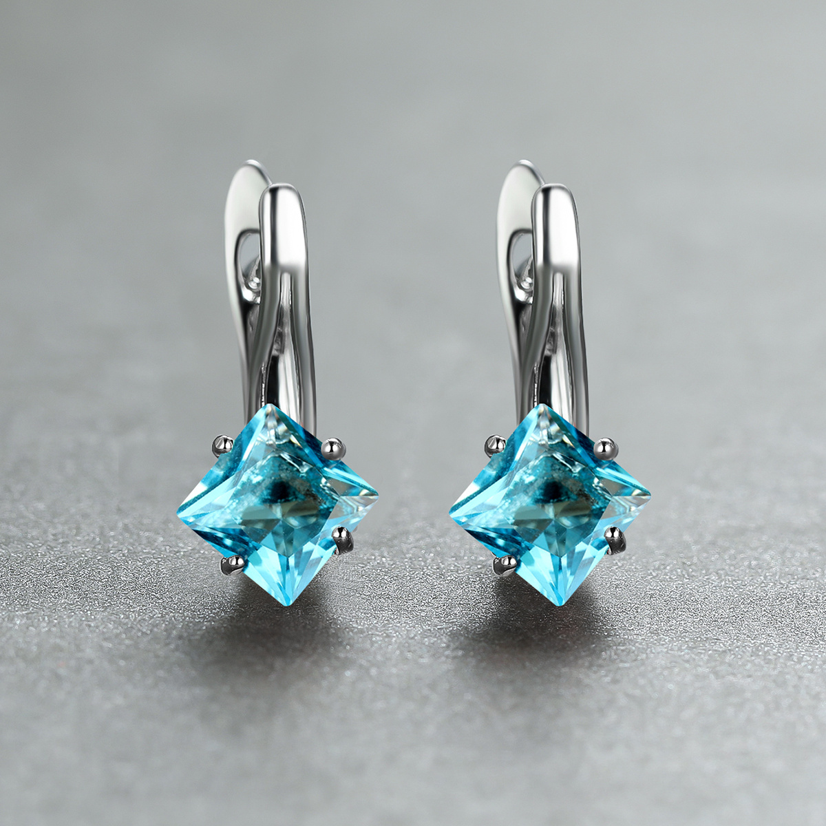 Princess cut store aquamarine earrings