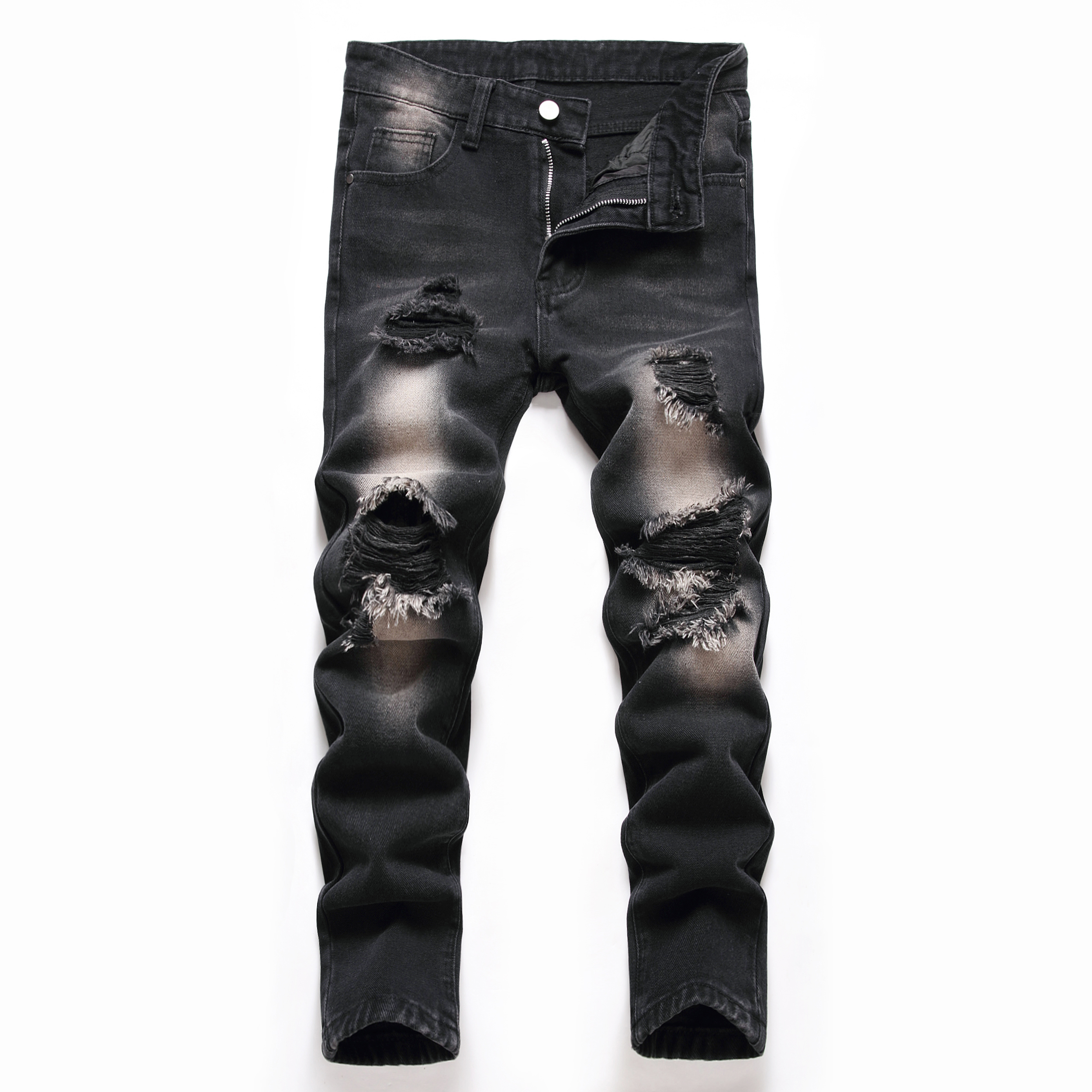 kultur drikke fiber Boys Black Ripped Distressed Stretch Jeans Skinny Slim Fit Washed Denim  Pants Kids Clothes - Temu