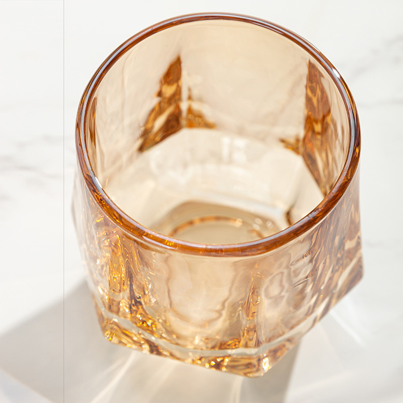 Glass Coffee Cup Modern Simple Hexagon Juice Cup Amber Color - Temu