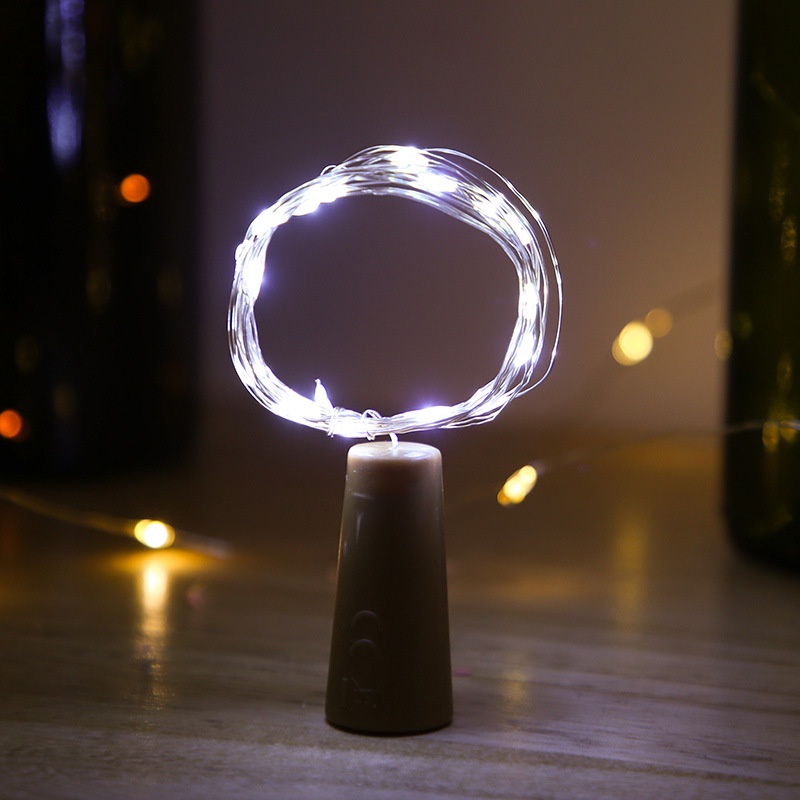 KSCD Lot de 30 20 lumières LED pour bouteille de vin avec liège, 1 m de fil  d'argent en liège Mini guirlandes lumineuses à piles pour bouteilles  d'alcool, fête, mariage, Halloween, décorations
