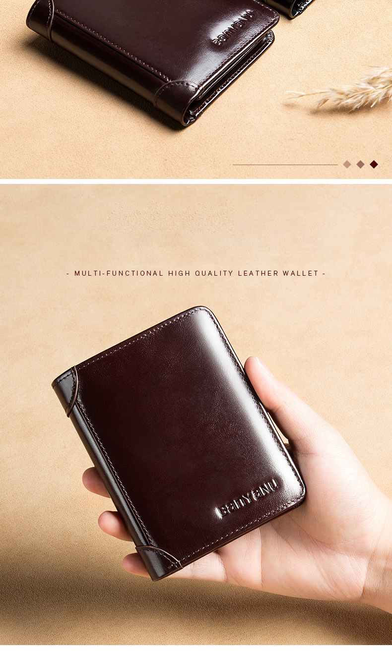 Rfid Blocking Slim Trifold Genuine Leather Simple Front Pocket Wallet Men's  Luxury Business Wallet Thin Gift - Temu