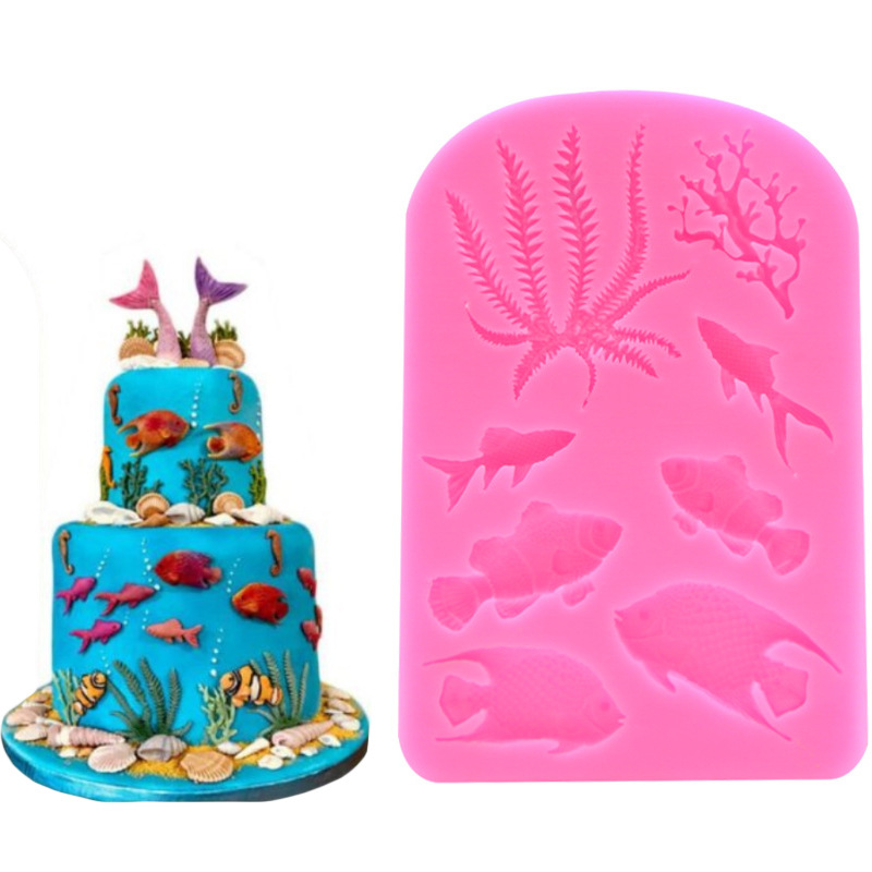 NAMIS 6pcs Molde de Silicona Cola de Sirena, Marina Animales Moldes Silicona,  Jabón Moldes Silicona Reposteria, Moldes de Pastel de Silicona Fondant 3D  para Decorar Pasteles,Chocolate,gelatina,Dulces : : Hogar y cocina