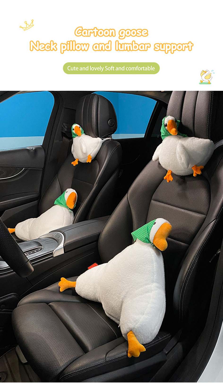 1pc Goose Design Plush Car Seat Cushion