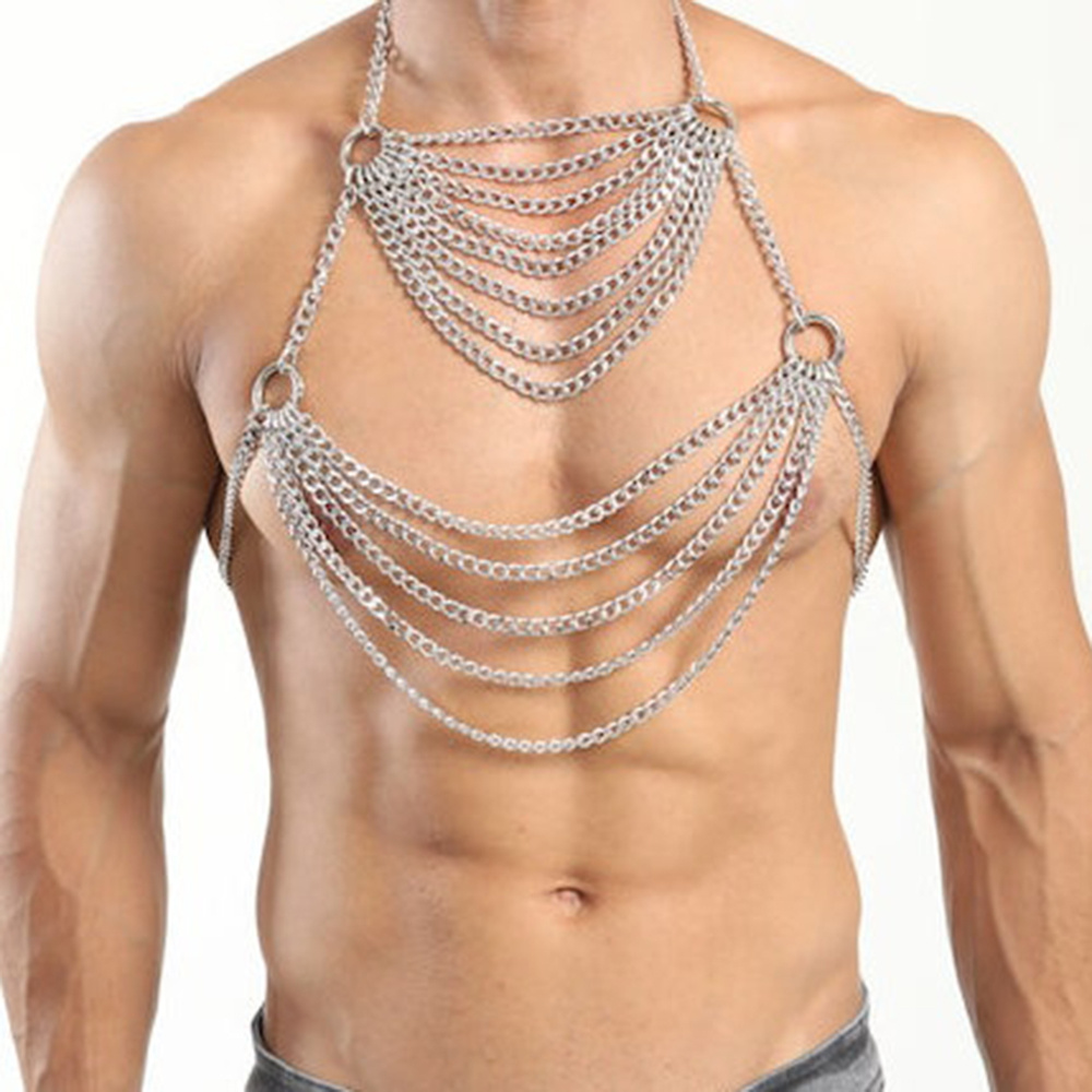Punk Metal Chest Chain Belt, Leather Body Harness Men Body Chain, Body  Jewelry Accessories