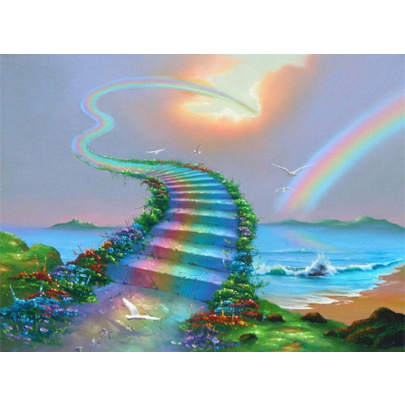 Diy Diamond Painting Sky Ladder Rainbow Diamond Painting - Temu Italy