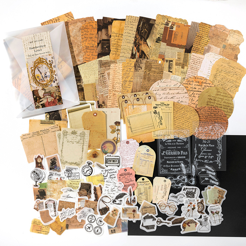 Vintage Scrapbook Supplies Pack (200 Pcs) for Art Journaling Junk Journal  Planners DIY Paper Stickers (B) 