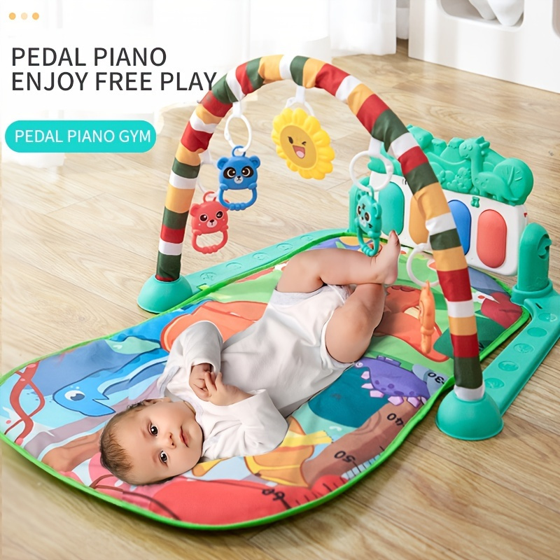Baby Play Mat Activity Gym, Dinosaur Music Pedal Piano Workout Stand Crawl  Mat - Promotes Hand-Eye Coordination And Teeth Development, Perfect Gift
