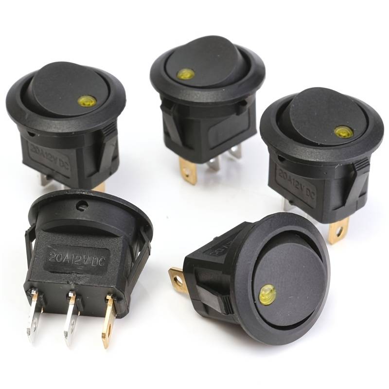 6A 250VAC Car Dash Switch 2 Pack Round Rocker Switches - SPST On/Off ...