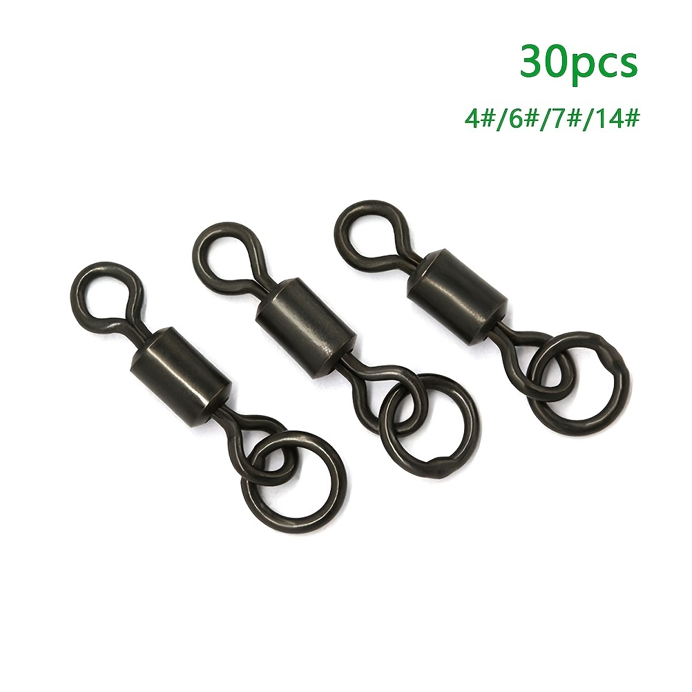 

30pcs High Strength Quick Swivels For Saltwater And Freshwater Fishing - Stainless Steel Black Nickel Fishing Line Connector With Round Link Loop - Carp Fishing Accessories For Outdoor Fishing