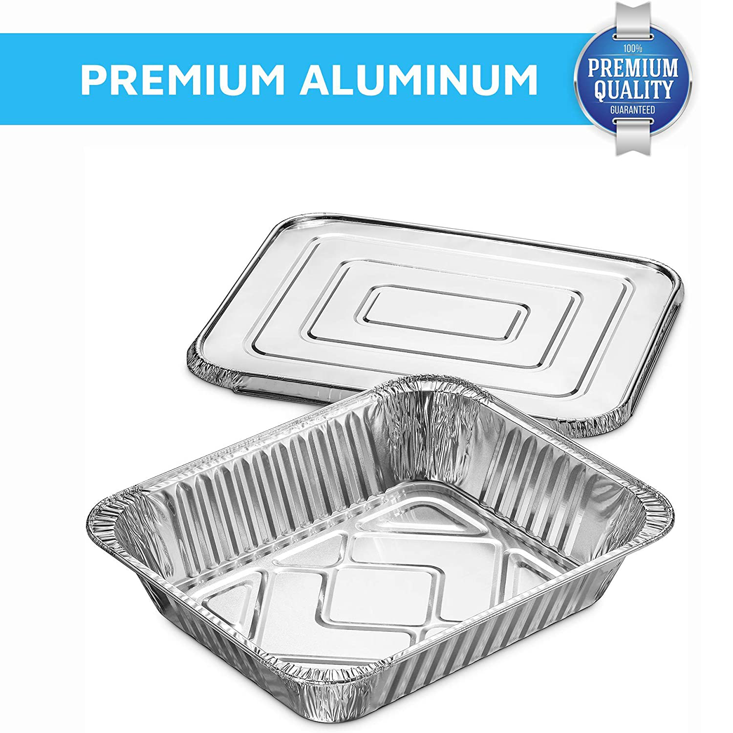 PARTY XIAFEI 9x13 Aluminum Foil Pans, Half Size Deep Foil Pans, Friendly  Recyclable Aluminum, Portable Food Storage