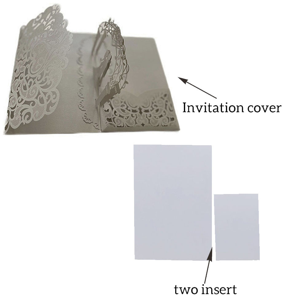 50pcs Laser Cut Wedding Invitations with 3D Tri-Fold Groom
