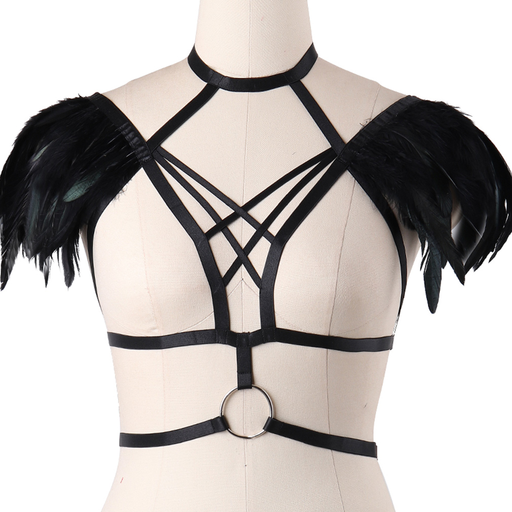 Feather Body Harness Belt Shoulder Wings Gothic Festival - Temu