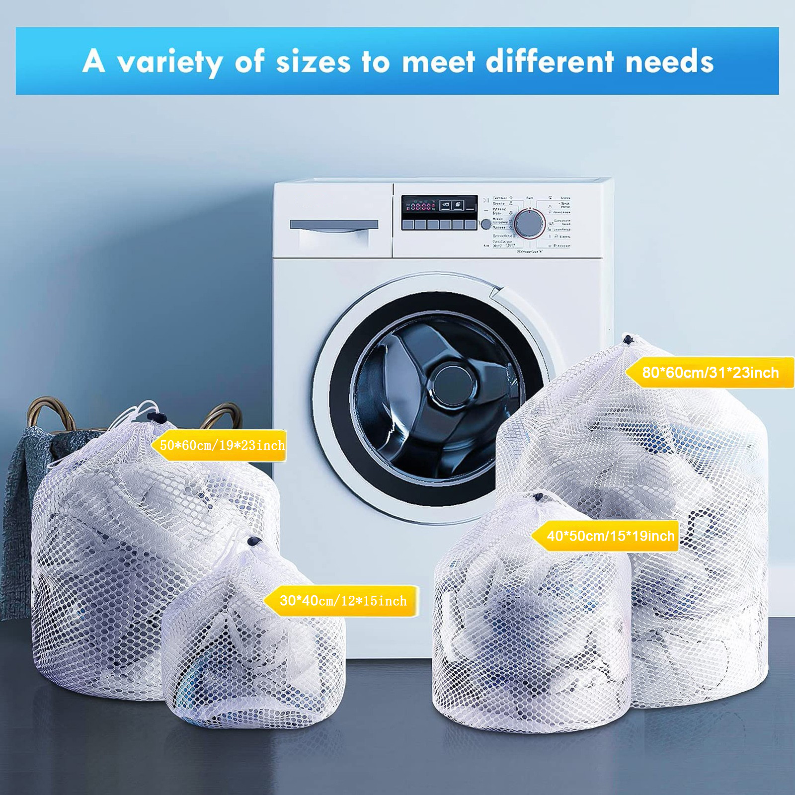 1pc Mesh Laundry Bag, Machine Washable Drawstring Design Travel Mesh  Laundry Wash Bags For Blouse, Hosiery, Stockings, Underwear (4 Sizes)