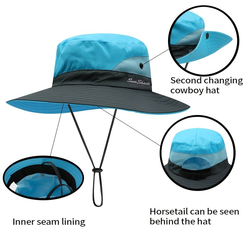 Women Summer Sun Hats, Foldable UV Hats for Women Sun Protection, Wide Brim  Ponytail Hole Outdoor UV Protection Sun Hat : : Clothing, Shoes &  Accessories