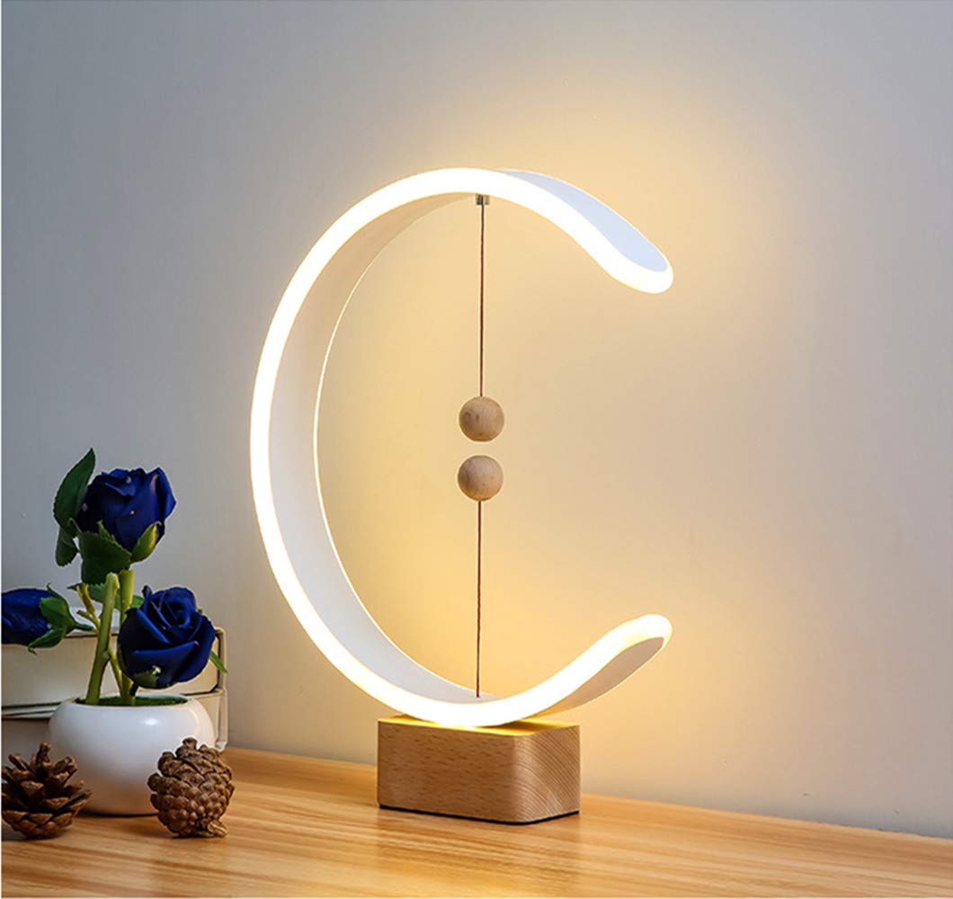 1pc magnetic balance lamp modern desk lamp smart led table lamp unique fun birthday present suspension balance light creative led night light modern home dorm bedside spiral wood details 6