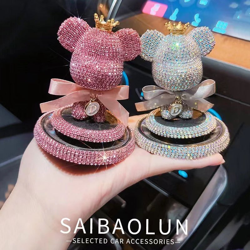 New Charm Bear Air Freshener Ornaments Creative Crystal Diamond Decoration  Necklace Outlet Car Aromatherapy Accessories
