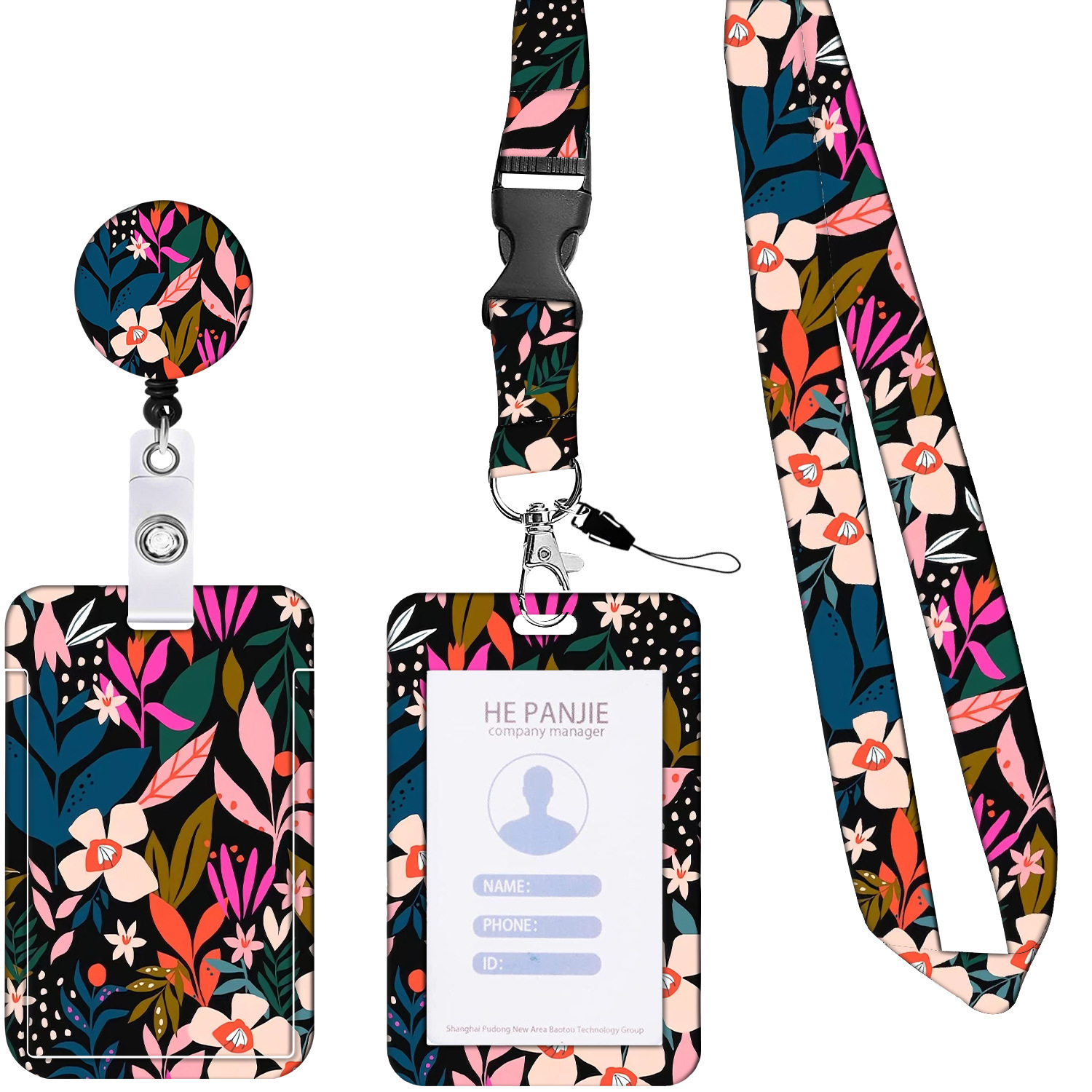  YACUME ID Badge Holder with Lanyard and Retractable Badge Reel  Clip, Card Name Tag Lanyard Vertical ID Protector Bage Clips for Nurse  Nursing Doctor Teacher Student (Pink Ghost Face) 