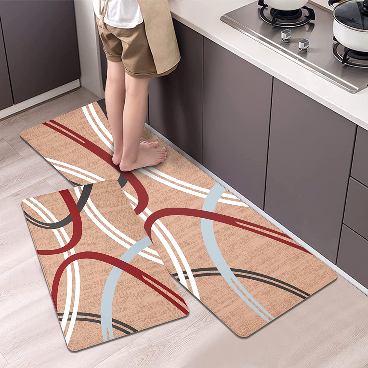 Kitchen Mat Tree Kitchen Mats for Floor 2 Piece, Colorful Rug Anti Fatigue  Floor Mat for Kitchen, Kitchen Floor Mat for in Front of Sink and Kitchen