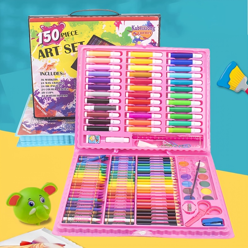150Pcs/Set Kids Art Drawing Painting Tool Marker Pens Wax Crayon Oil Pastel  Gift Drawing Set, 150 Pieces Art Set for Painting Including Oil Pastels,  Watercolor, Acrylic Paint, Coloured Pencils, for Kids, Beginners