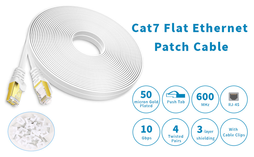 Cat 7 Ethernet Cable Cat7 Flat Shielded Ethernet Patch - Temu