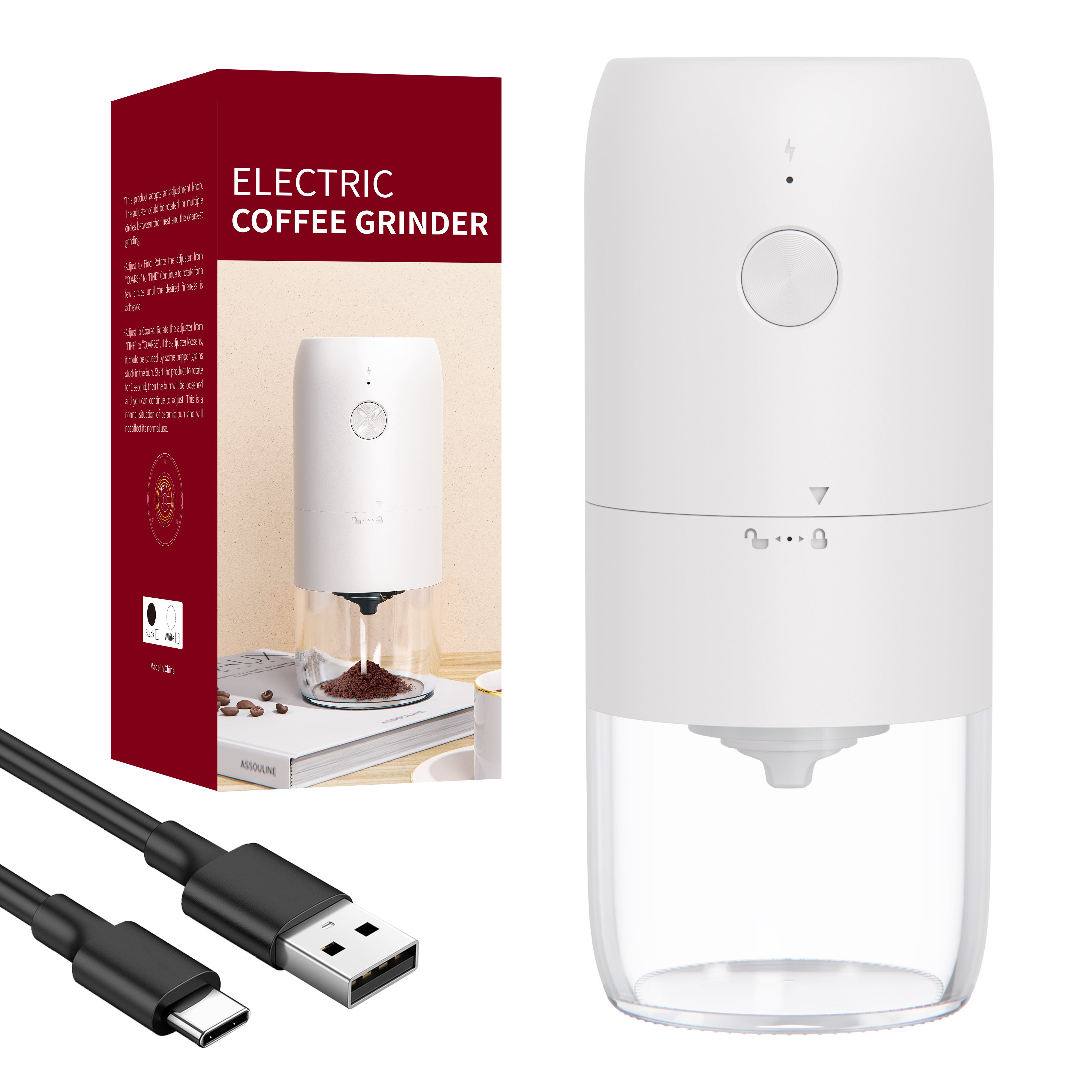 Portable Electric Burr Coffee Grinder Usb Rechargeable Small - Temu