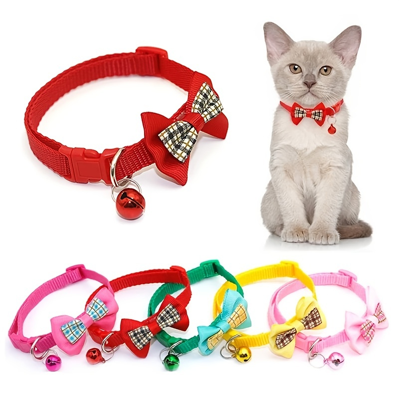 

Cat Dog Collar , Adjustable Kitty Puppy Safety Collars With Bow,pet Collars Accessories