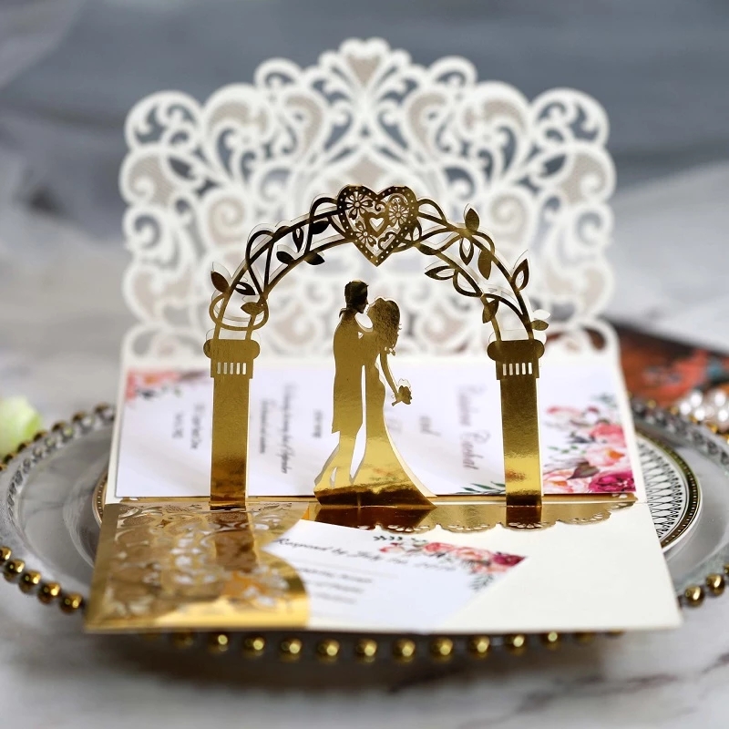 10pcs Wedding Accessories Invitation Cards Elegant Flower