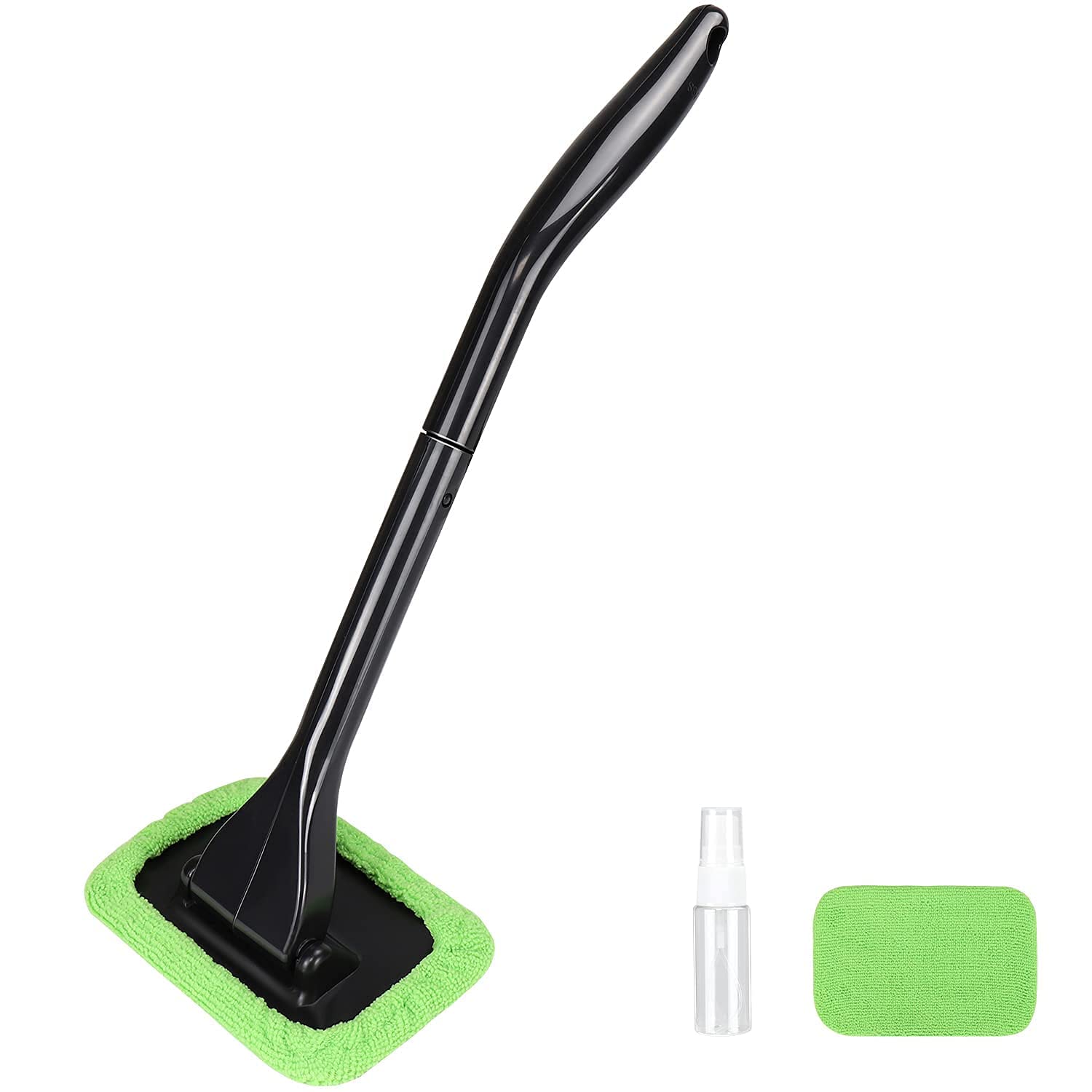 AutoEC Windshield Cleaning Tool, Car Window Cleaner with Extendable Handle,  Windshield Cleaner for Car Home Office Use, 2 Washable Reusable Microfiber